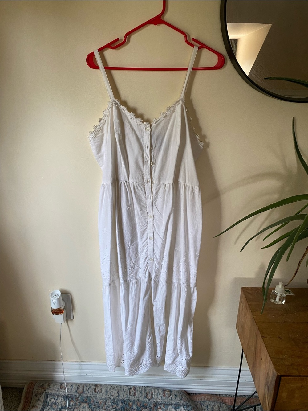 Wrangler White Midi Sundress with Lace Trim